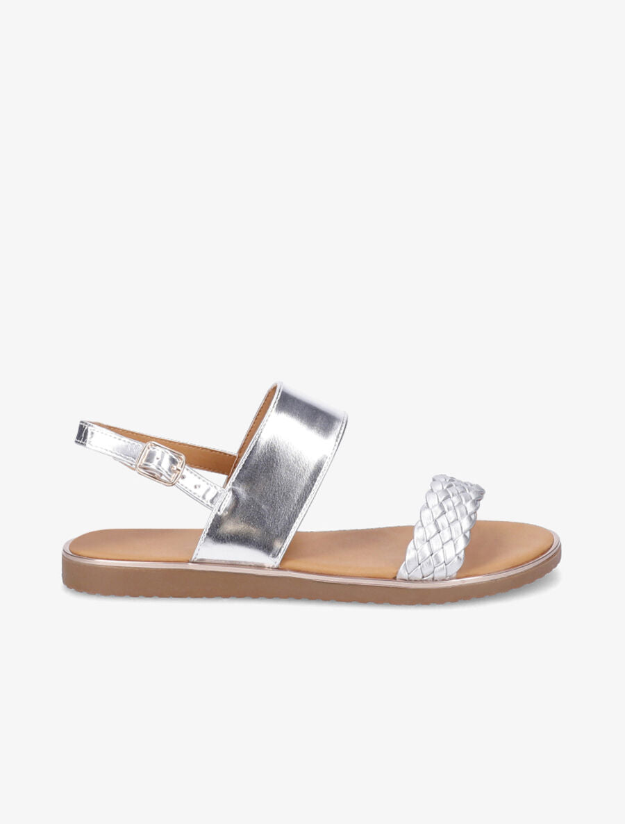 Nu-pieds en simili à bride tressée - Argent - 2