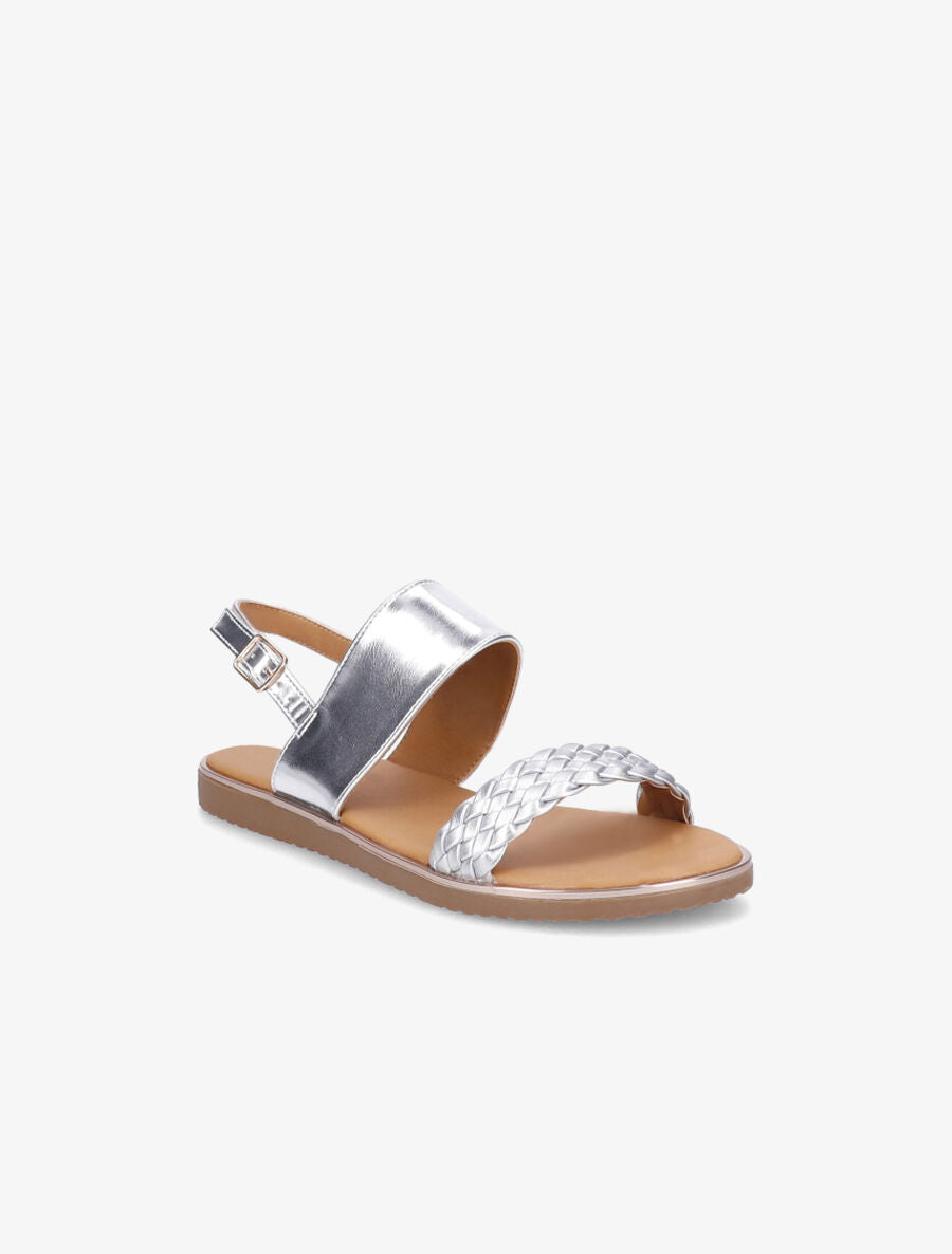 Nu-pieds en simili à bride tressée - Argent - 3