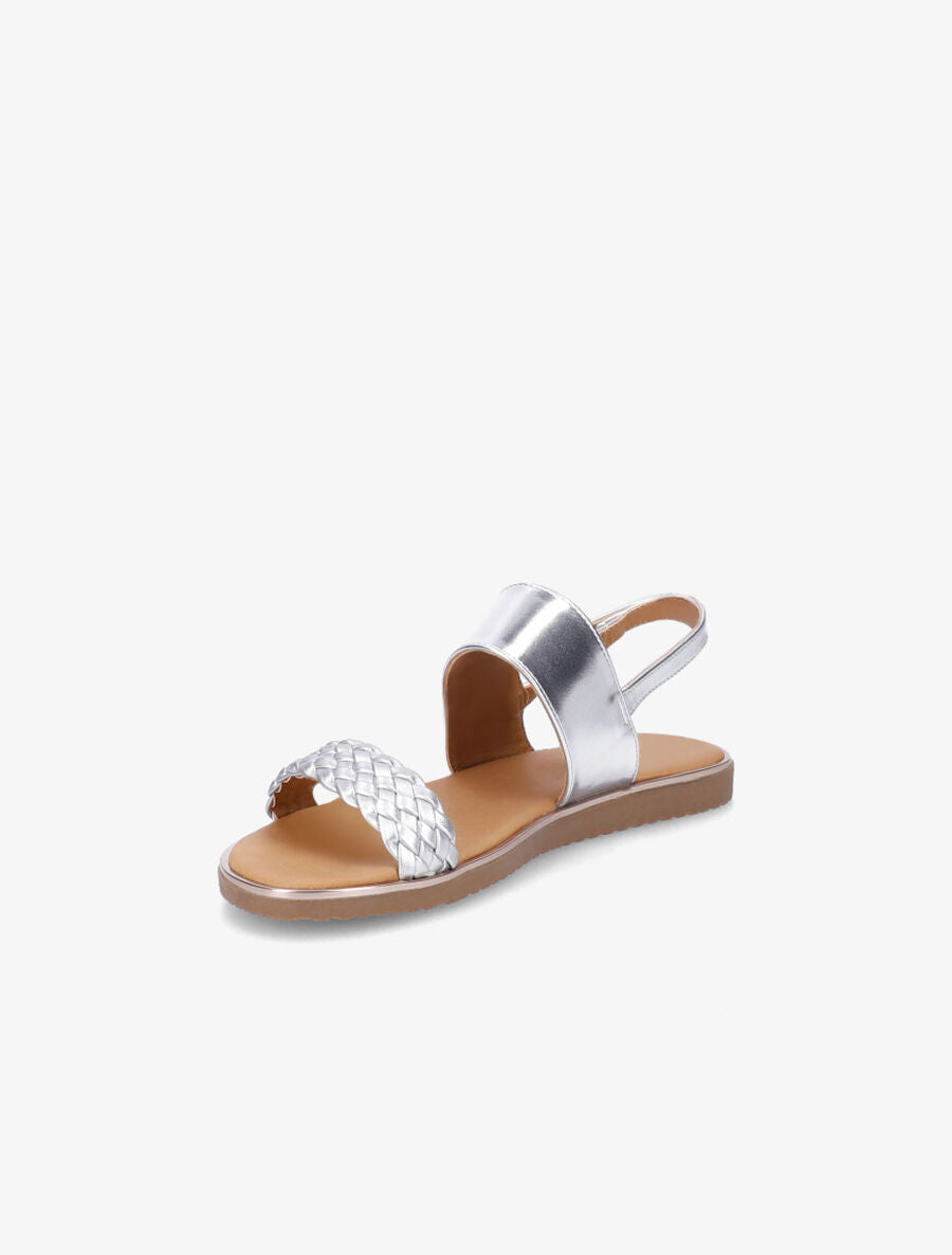 Nu-pieds en simili à bride tressée - Argent - 4