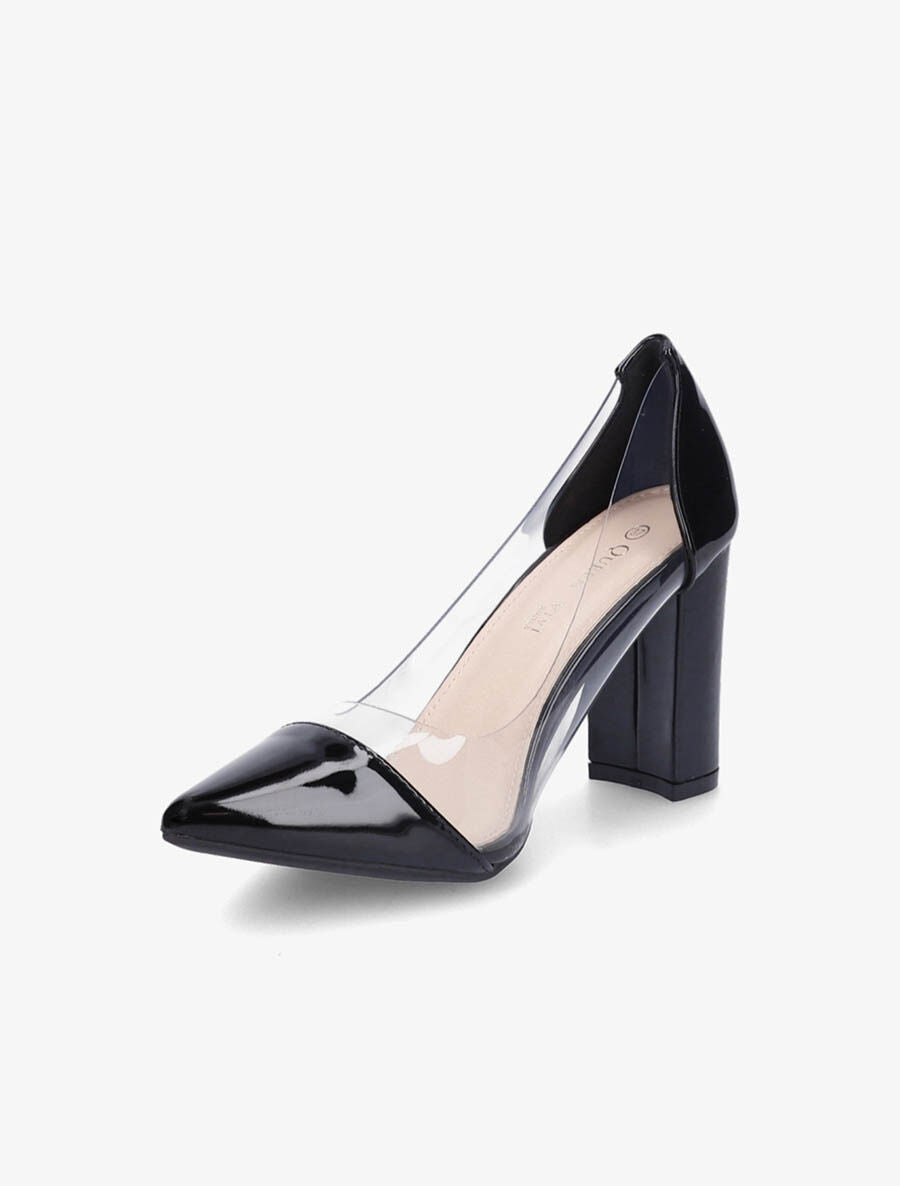 Escarpins vernis en plexi à talon carré - Noir - 3
