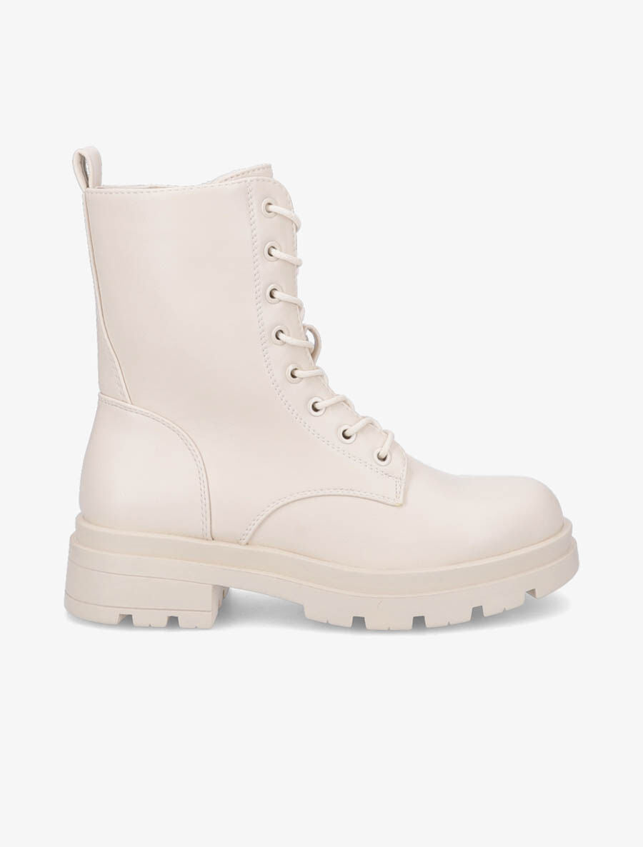 Rangers à semelle crantée et zip - Beige - 1