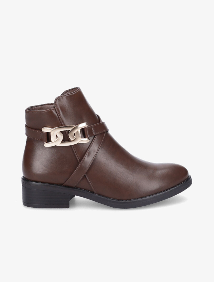 Bottines à boucle maillon - Marron - 1