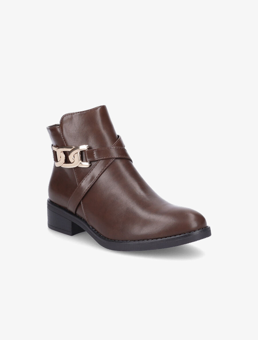 Bottines à boucle maillon - Marron - 2