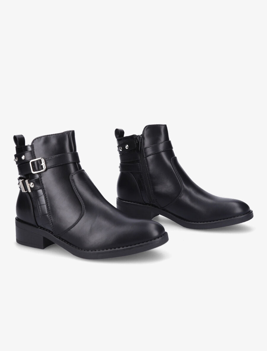 Bottines bi-matière cloutées - Noir - 4