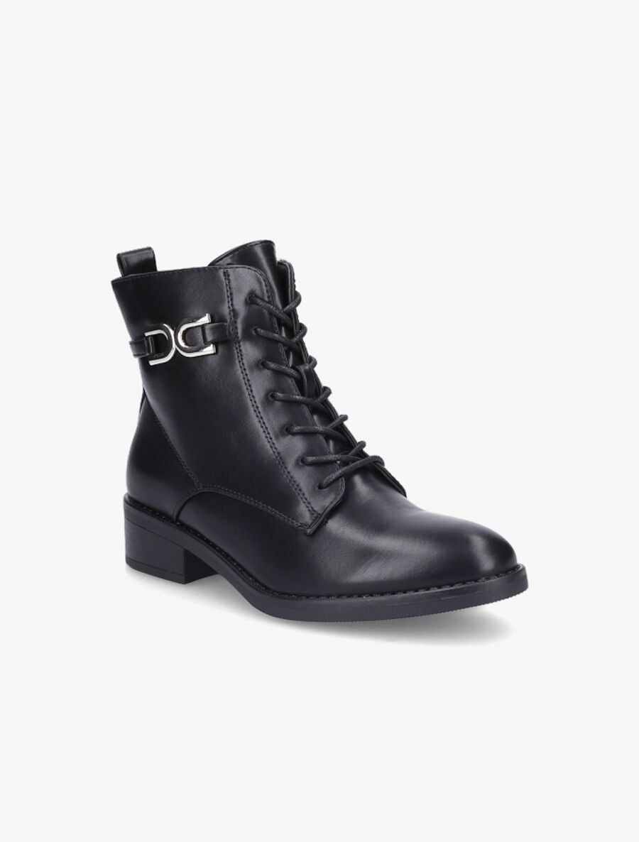 Bottines lacées à boucle stylisée - Noir - 2