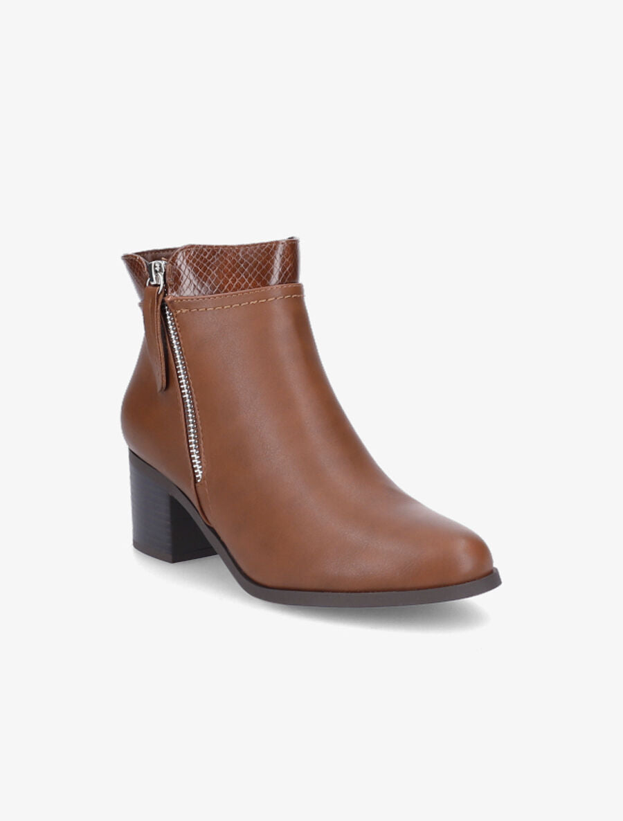 Bottines à zip décoratif - Camel - 2