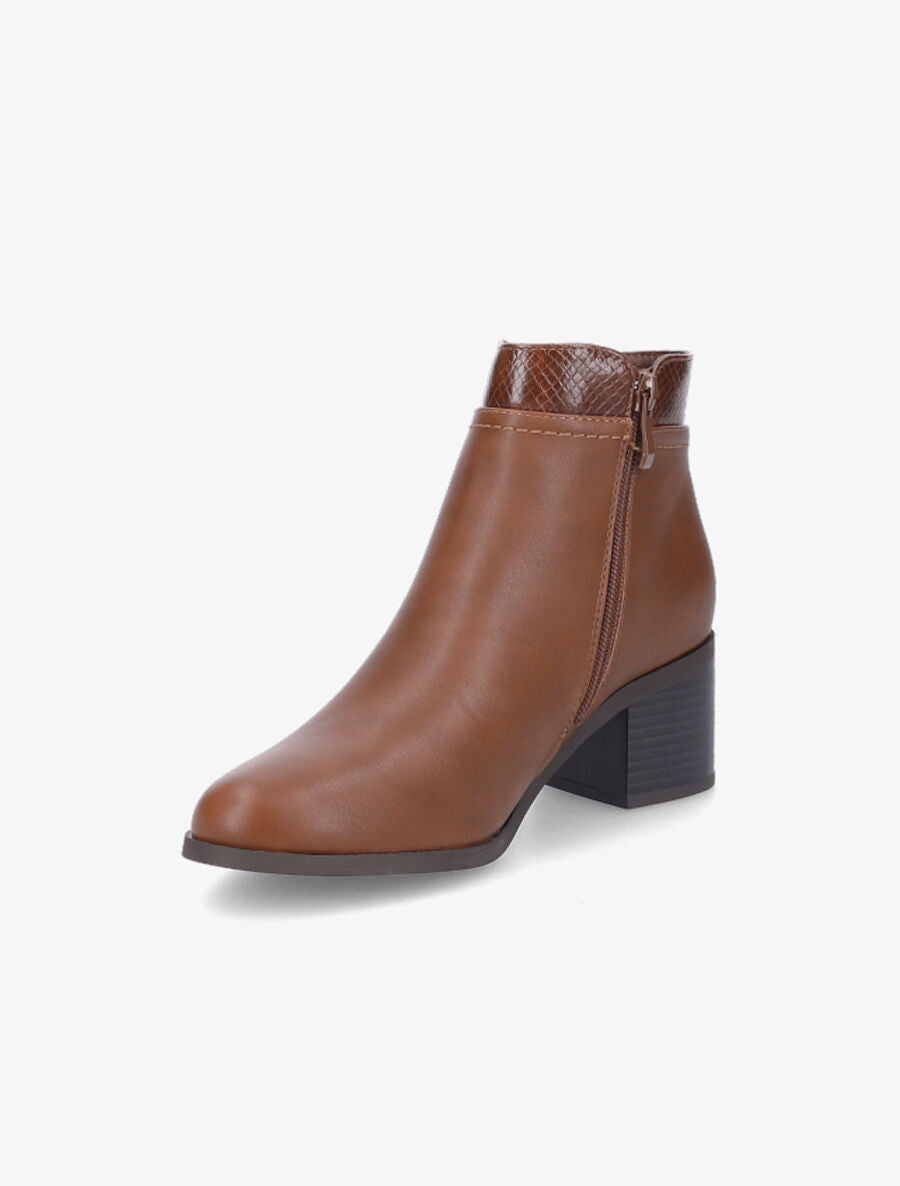 Bottines à zip décoratif - Camel - 3