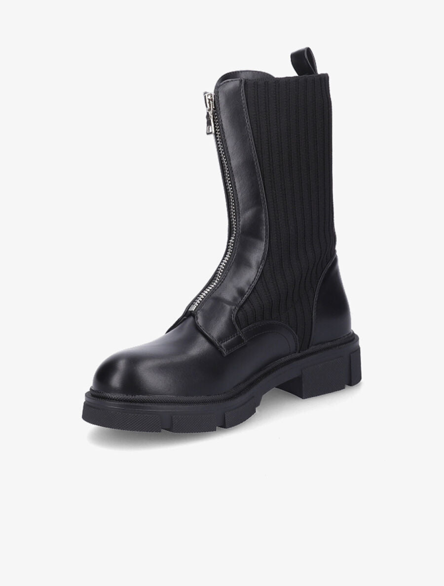 Boots zippées bi-matière - Noir - 3