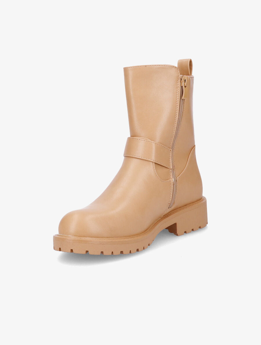 Boots style motard en simili - Camel - 3