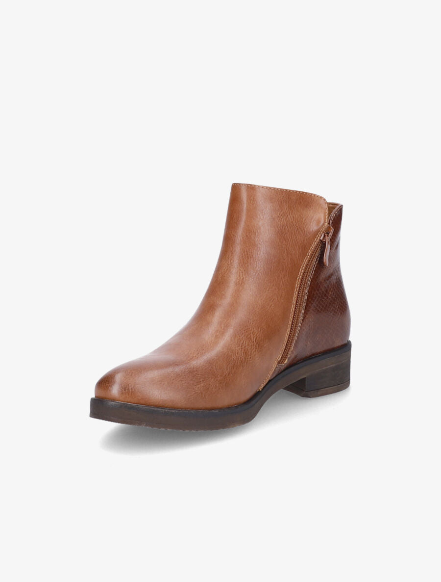 Bottines à zip et contrefort python - Camel - 3