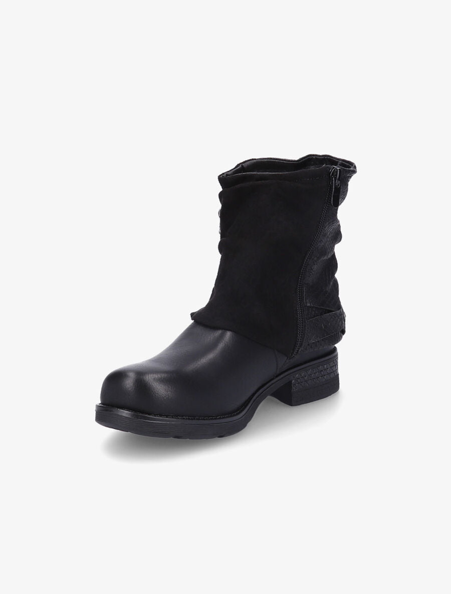 Bottines montantes plissées à pochette - Noir - 3