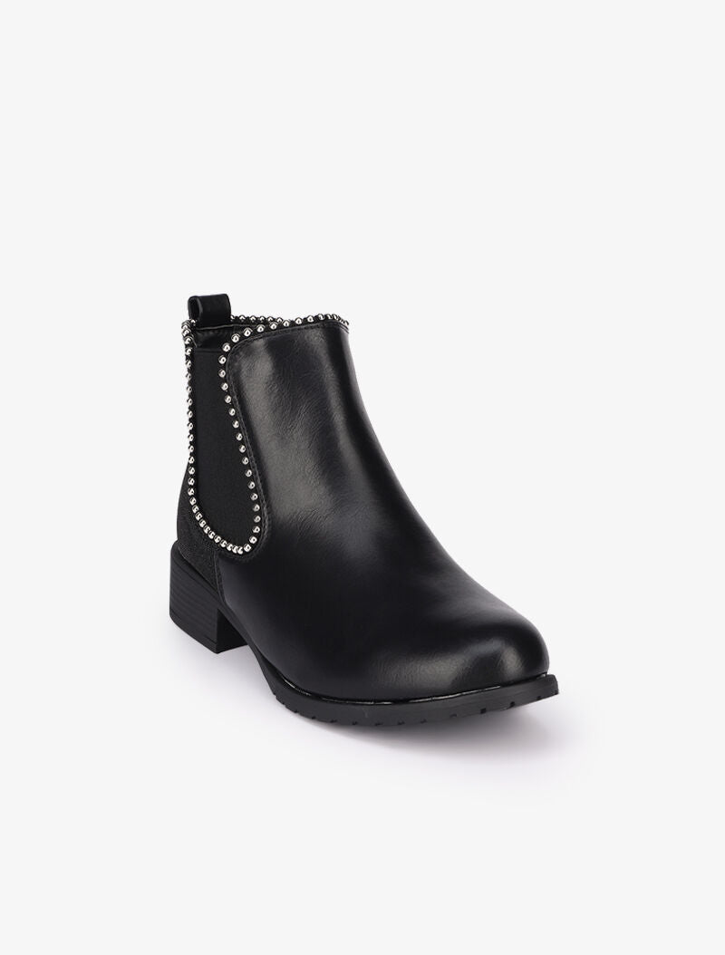 Bottines ornées de clous à contrefort pailleté - Noir - 3