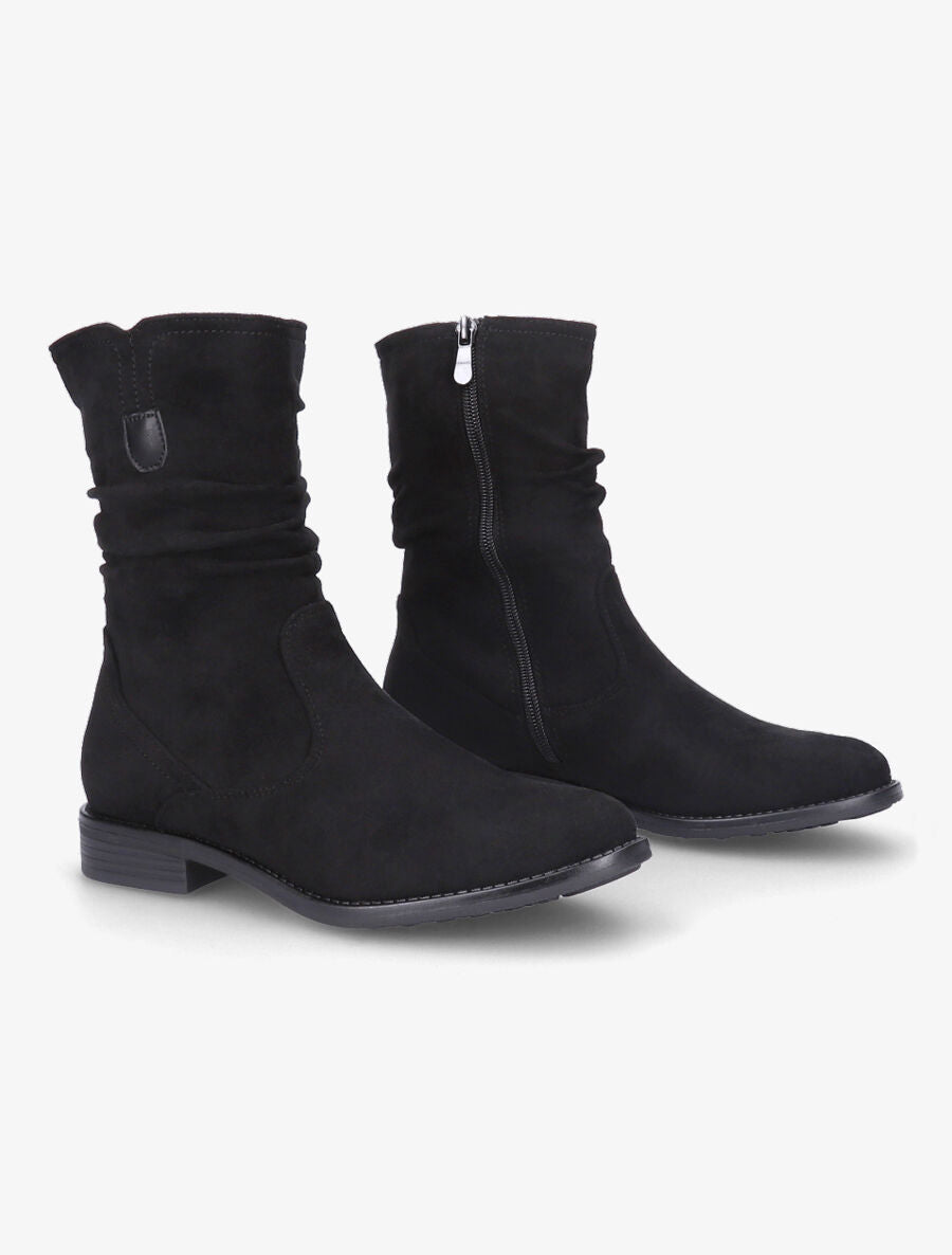 Bottines plissées en suédine - Noir - 4