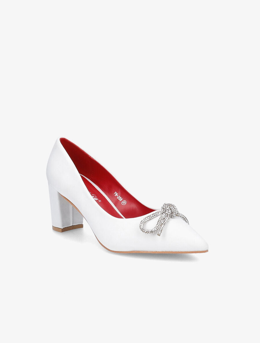 Escarpins à noeud en strass - Blanc - 2