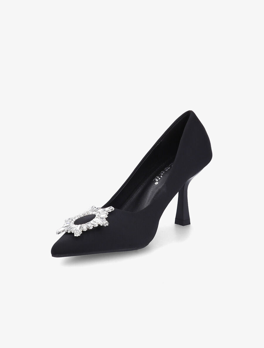 Escarpins à empiècement bijou et strass - Noir - 3