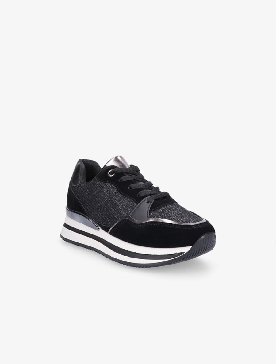 Sneakers en simili à strass et tissu irisé - Noir - 2