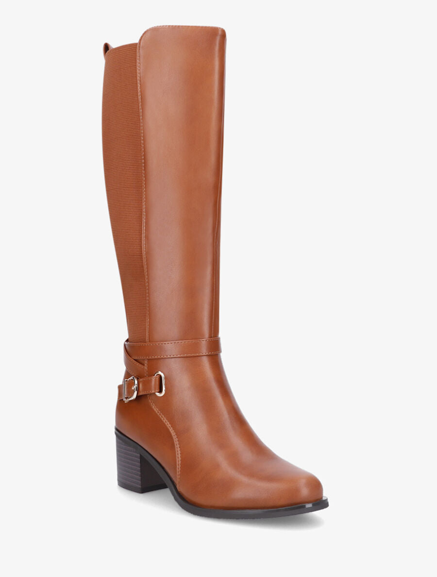 Bottes simili à côté élastiqué - Camel - 2
