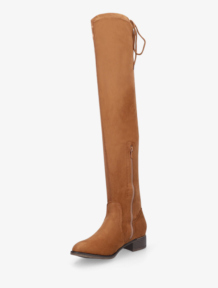 Cuissardes plates en suédine et empiècement métallique - Camel - 3