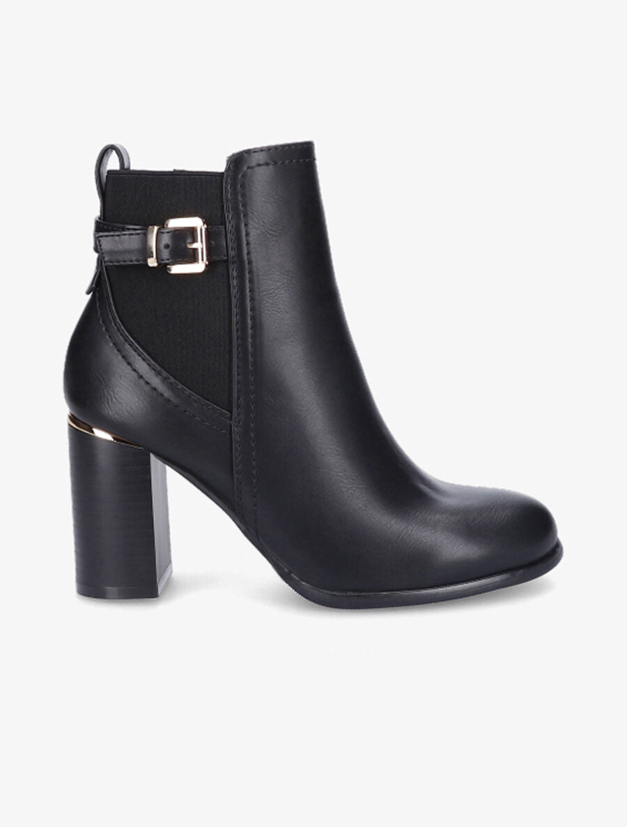Bottines à talon et boucle - Noir - 1