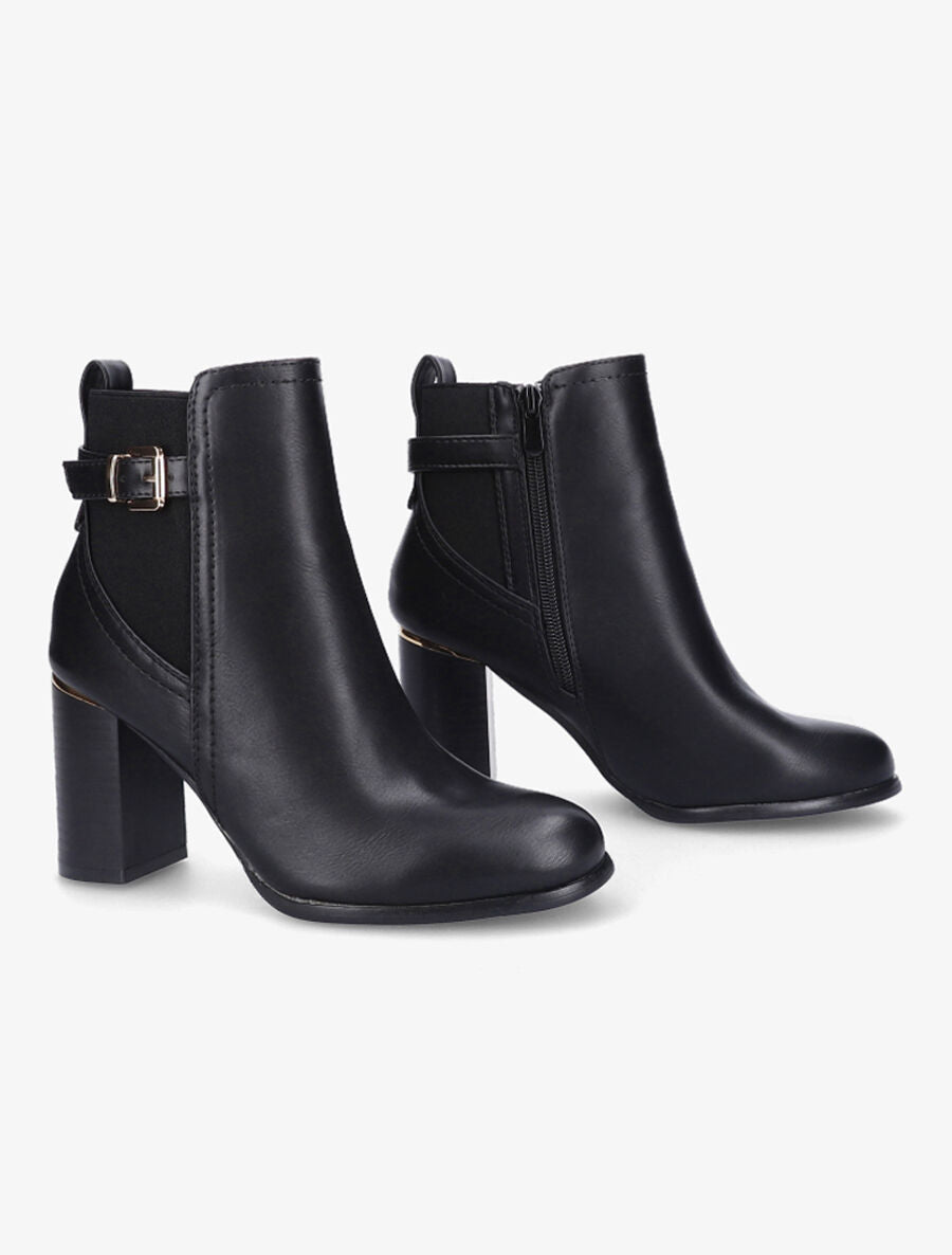 Bottines à talon et boucle - Noir - 4