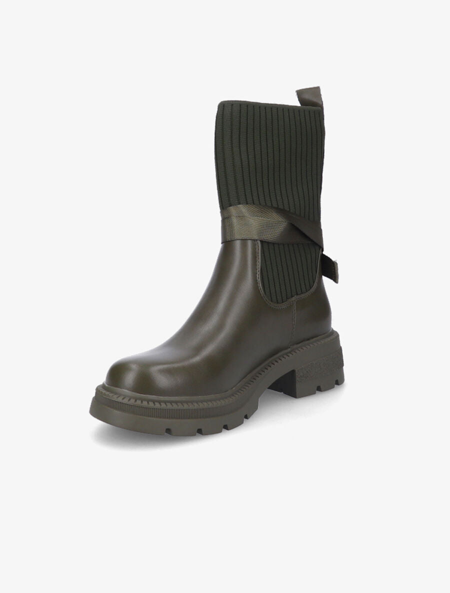 Bottines style chaussettes à boucle amovible - Kaki - 3