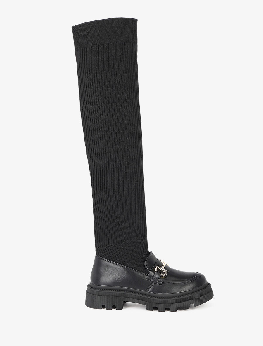 Cuissardes style chaussette à boucle - Noir - 1