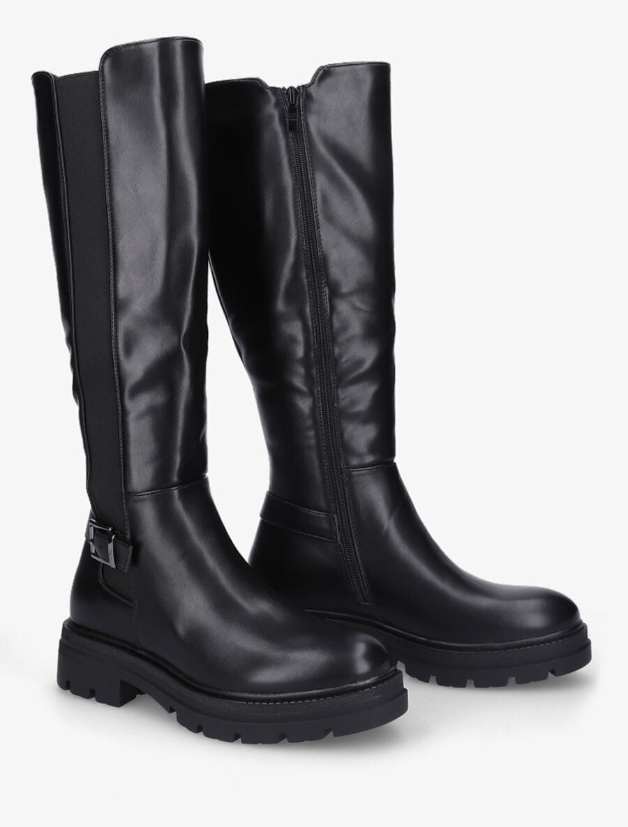 Bottes à boucle et semelles crantées - Noir - 4