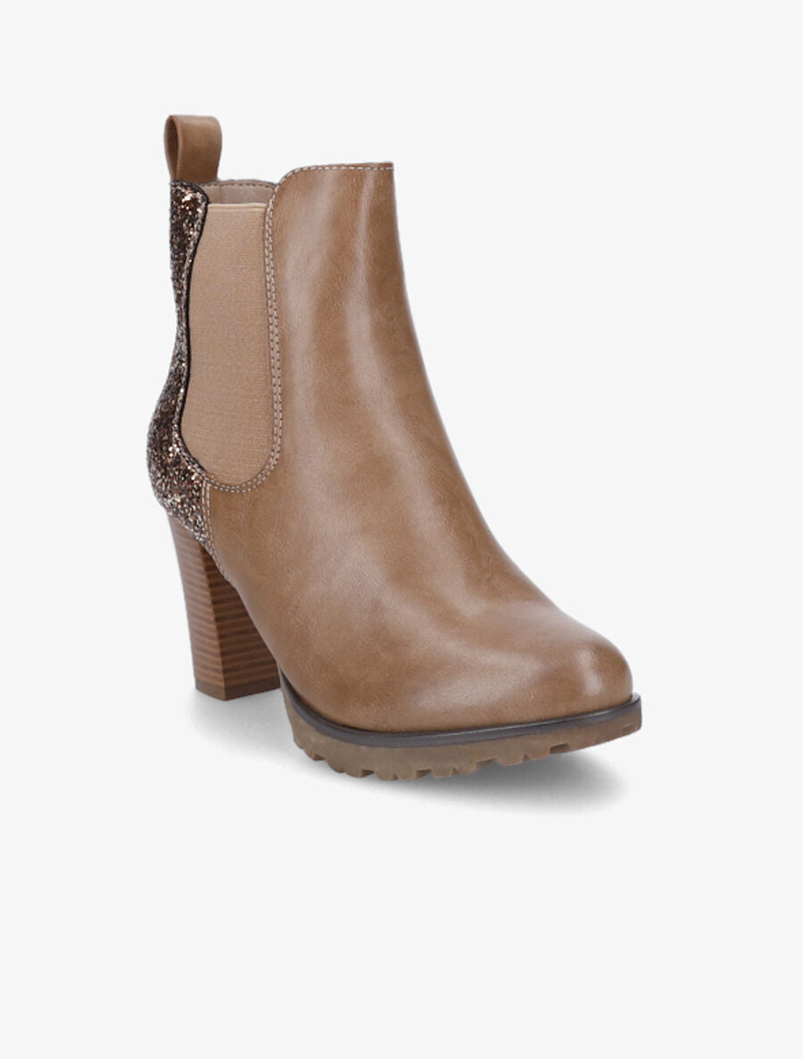 Bottines à talon et paillettes - Taupe - 2