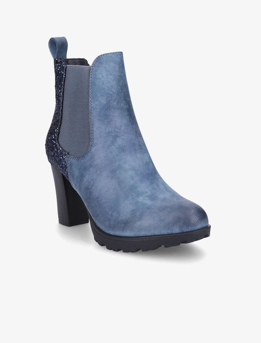 Bottines à talon et paillettes - Bleu - 2