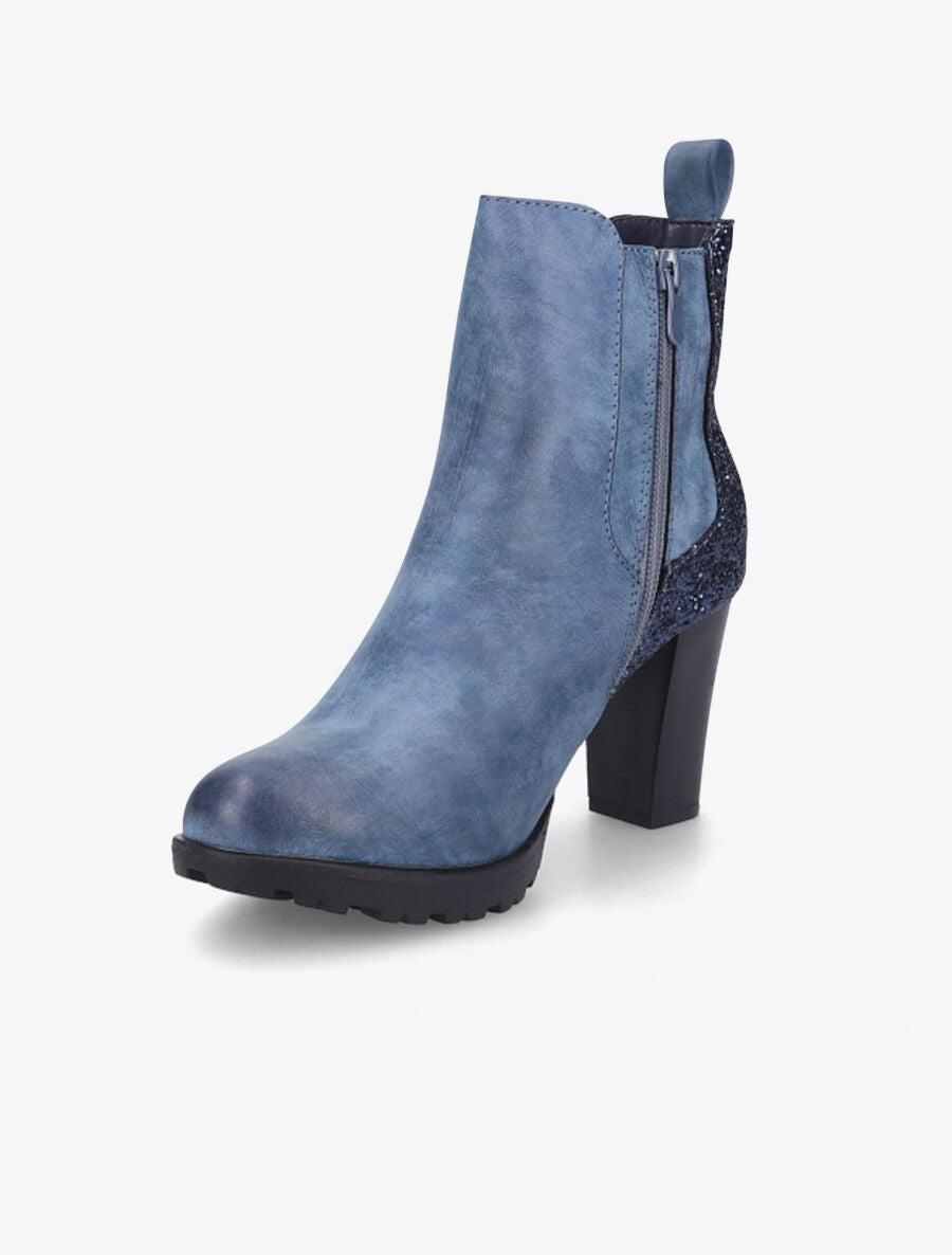 Bottines à talon et paillettes - Bleu - 3