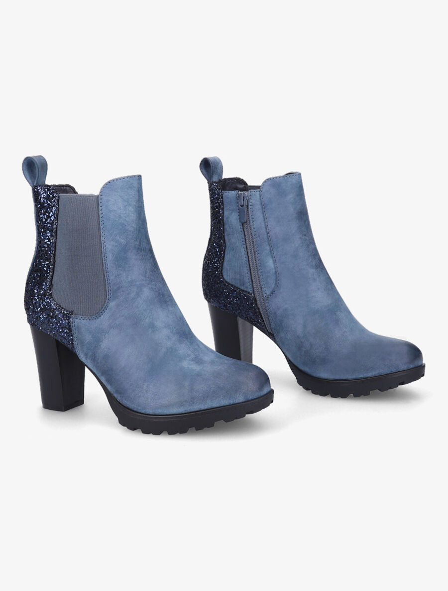 Bottines à talon et paillettes - Bleu - 4