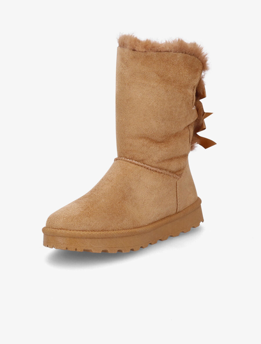 Boots en suédine à noeud - Camel - 3