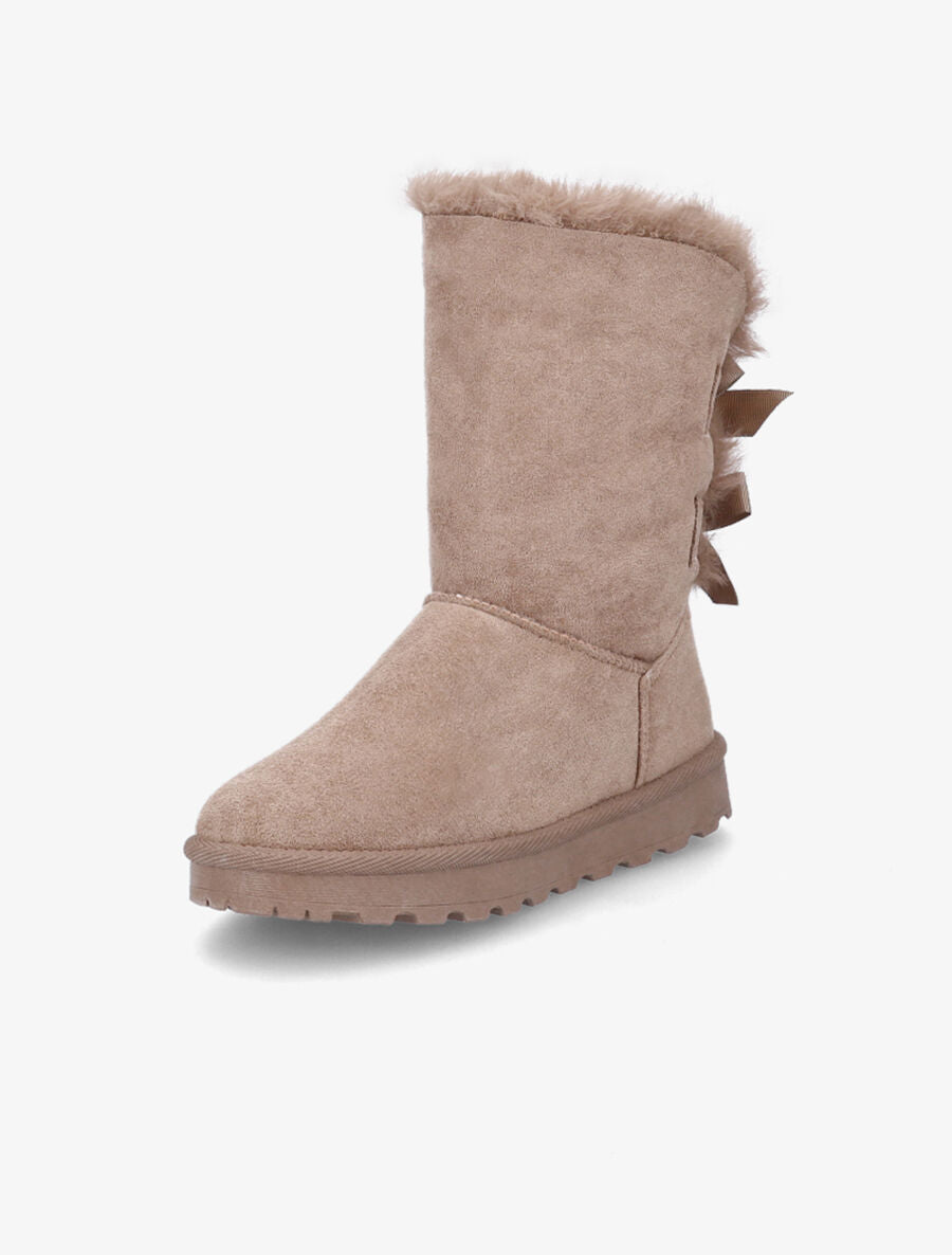 Boots en suédine à noeud - Taupe - 3
