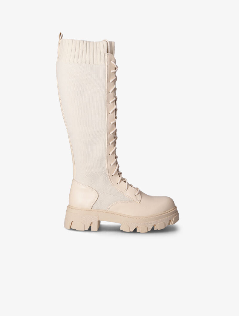 Bottes bi-matière à lacets - Beige - 2
