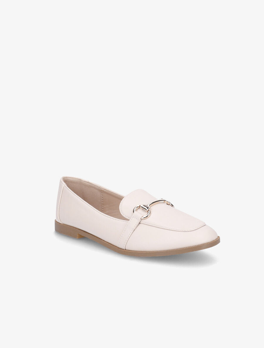 Mocassins à boucle en simili - Beige - 2