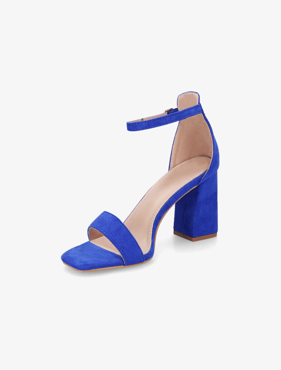 Sandales en suédine à talon - Bleu roi - 3