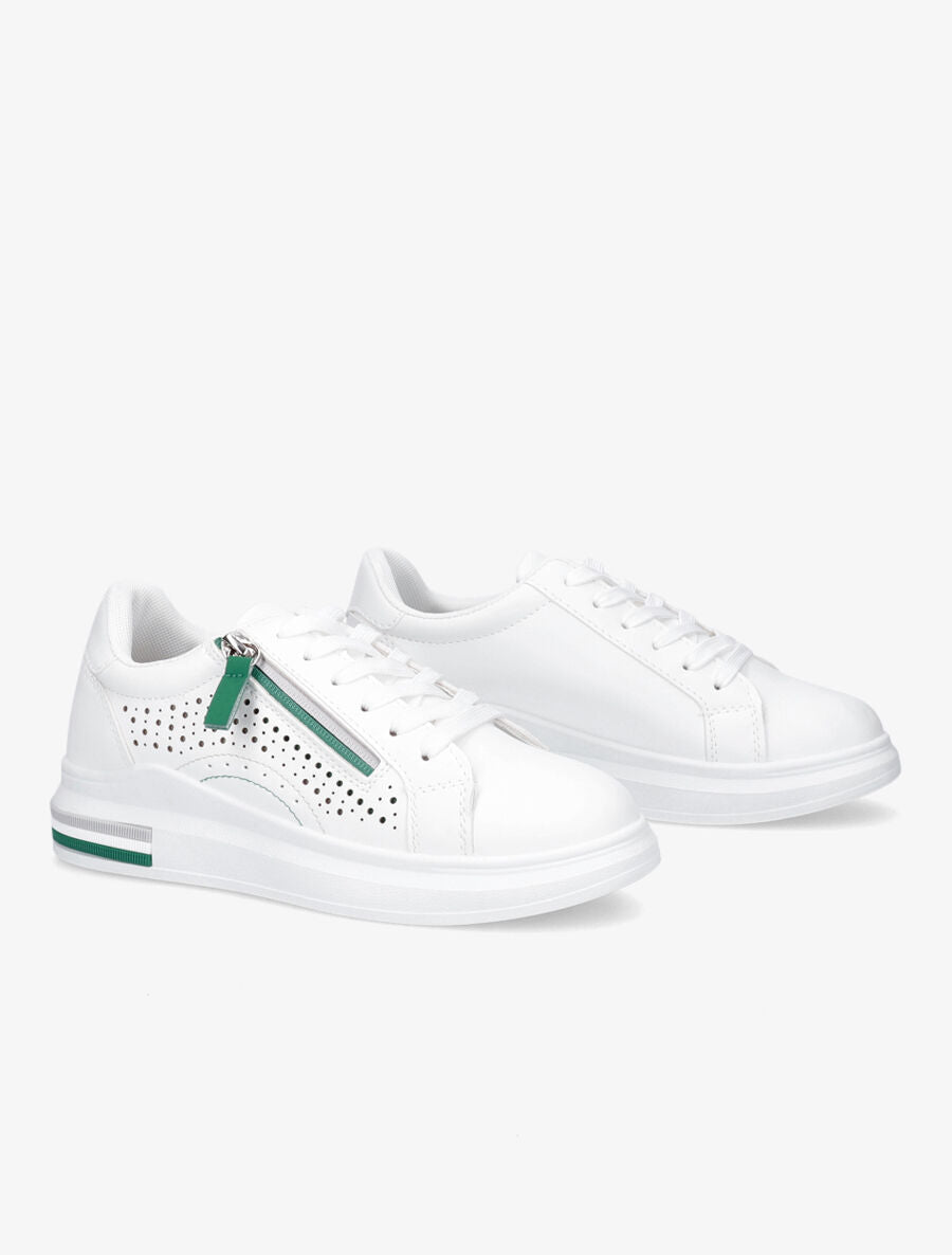 Baskets perforées à zip - Blanc/vert - 4