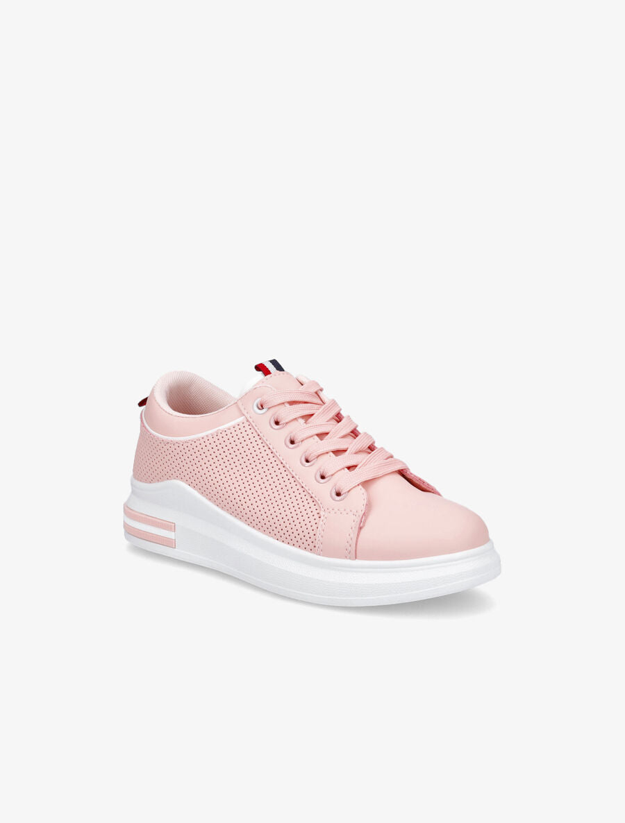 Baskets en simili piquetées - Rose - 2