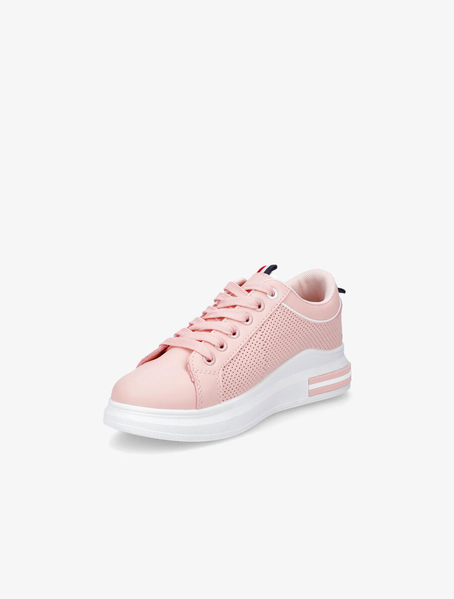 Baskets en simili piquetées - Rose - 3