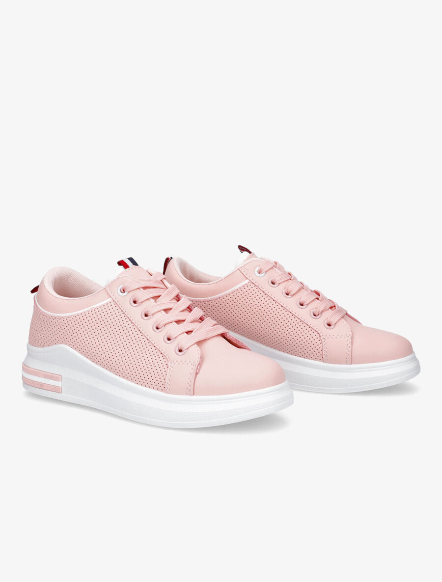 Baskets en simili piquetées - Rose - 4