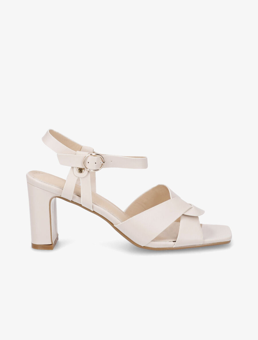 Sandales entrelacées en simili à talon - Beige - 5