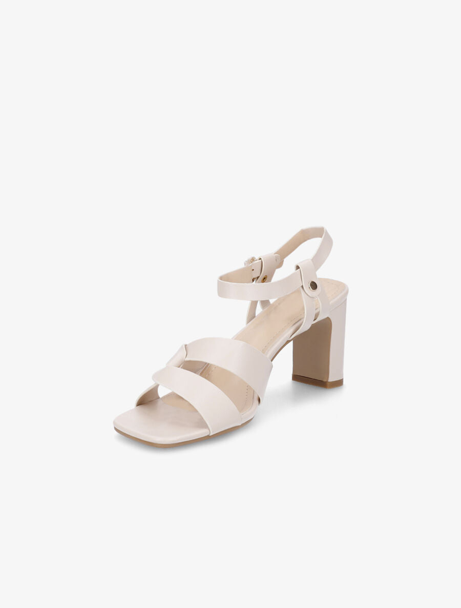 Sandales entrelacées en simili à talon - Beige - 3