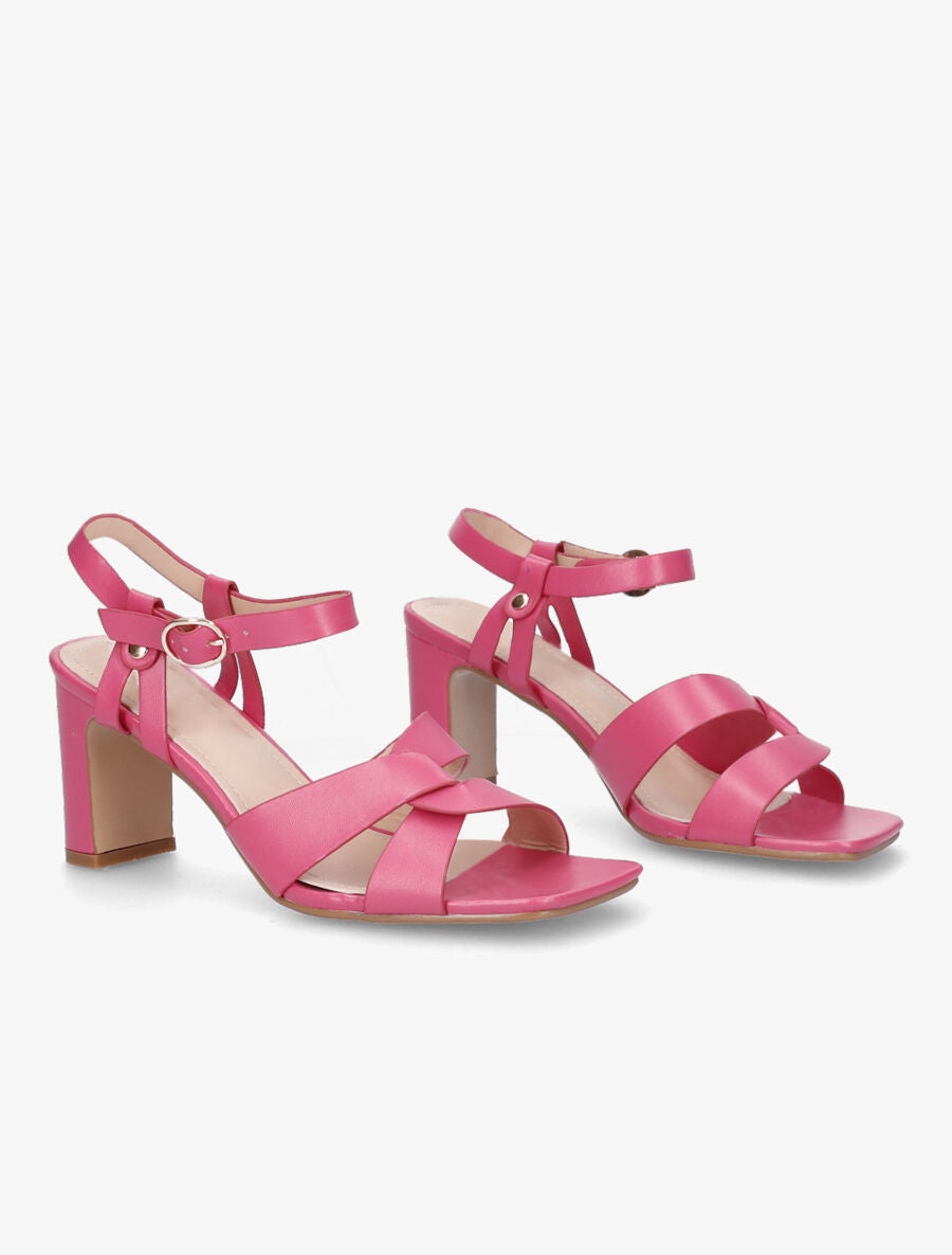 Sandales entrelacées en simili à talon - Fuschia - 4