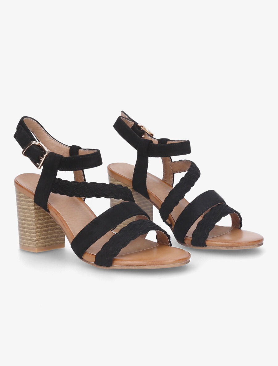 Sandales en suédine multi brides - Noir - 4