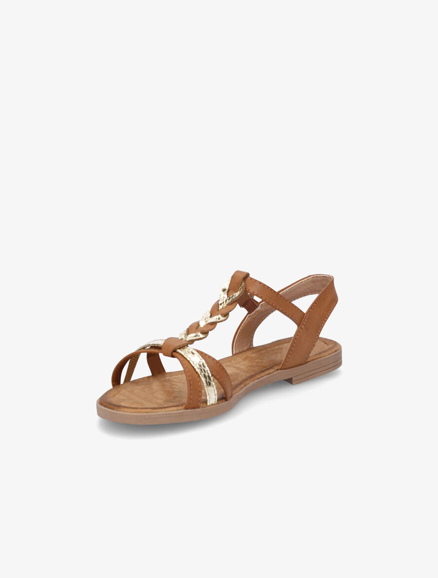 Nu-pieds tressés et irisés - Camel - 3