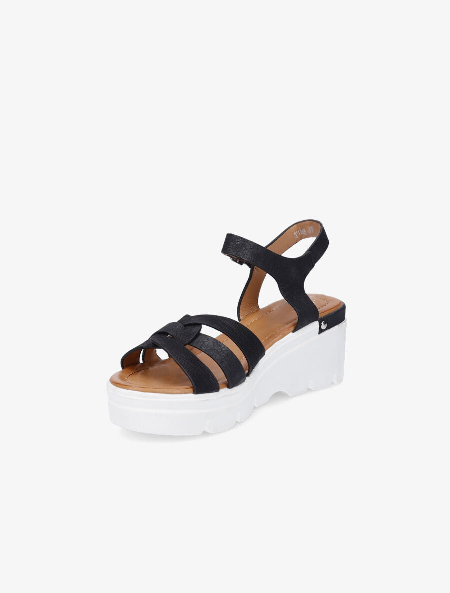 Sandales compensées irisées à brides croisées - Noir - 3