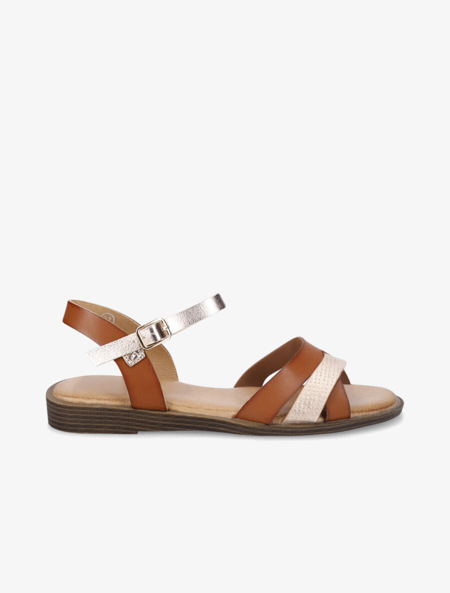 Nu-pieds à brides texturées - Camel - 1