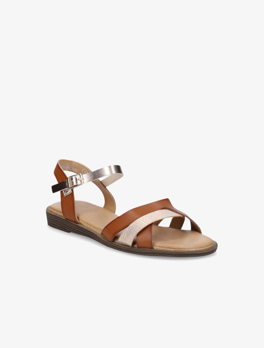 Nu-pieds à brides texturées - Camel - 2