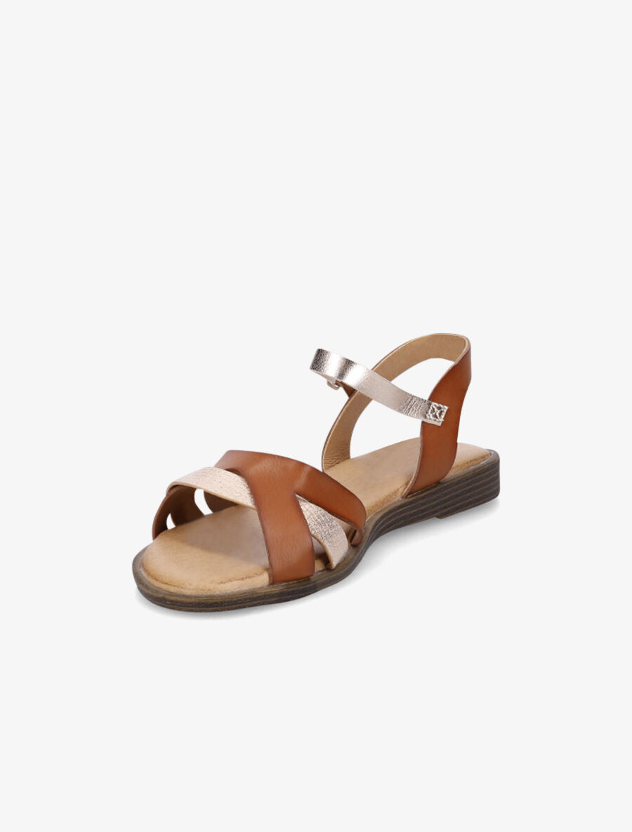 Nu-pieds à brides texturées - Camel - 3