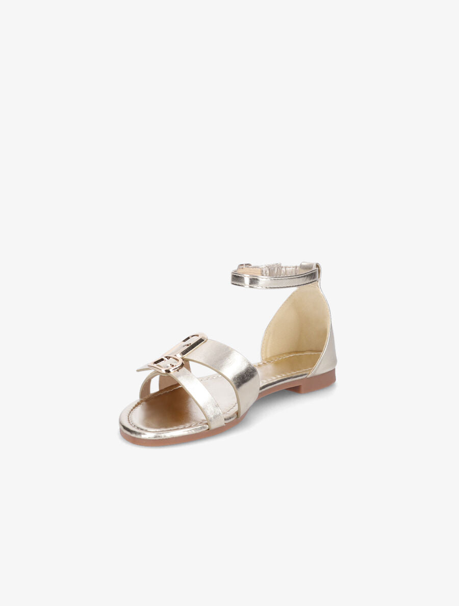 Nu-pieds en simili double boucles - Or - 3